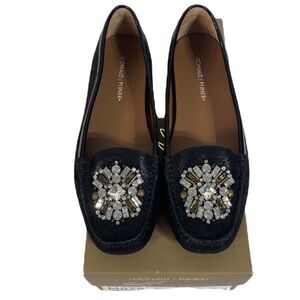 - NIB Donald Pliner Black Mystic Jeweled Leather Loafer Slip-on